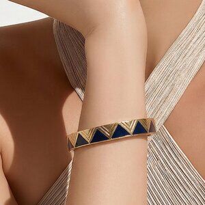 Lia  Sophia Blue and Gold Point Stretch Bangle Bracelet Size M